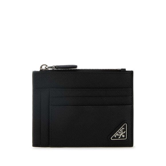 Prada Men Black Leather Card Holder